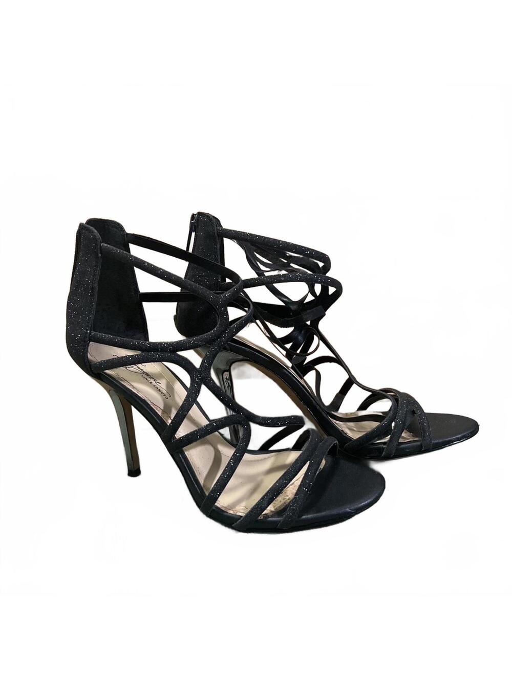 Vince Camuto Imagine Womens Black Strappy Glitter Gladiator Heels Size 7